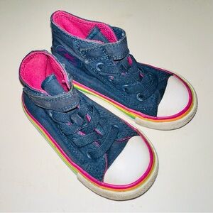 Kids High-Top Sneakers - Blue and Pink size 6 little girls